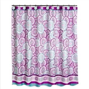 Dream Wheels Fabric Material Shower Curtain 70in X 72 in Purple Teal White